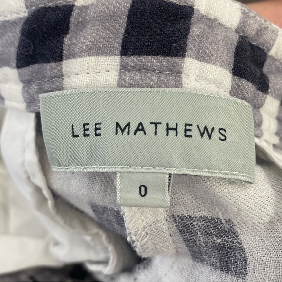 Lee Mathews Gingham Contrast Color Linen Cropped Pants - Picture 8 of 9